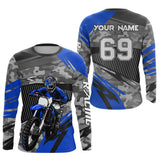 Maxcorners Motocross Racing Jersey Blue Upf30+ Dirt Bike Off-Road Shirt Motorcycle Kid Men Women MT2709