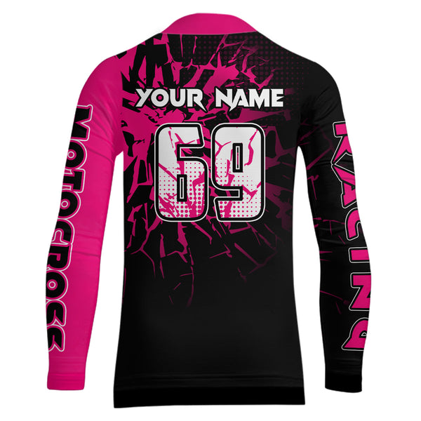 Maxcorners Pink Motocross Shirt Dirt Bike Jersey Women Kid Men Upf30+ Custom Jersey Off-Road MT2709