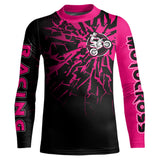 Maxcorners Pink Motocross Shirt Dirt Bike Jersey Women Kid Men Upf30+ Custom Jersey Off-Road MT2709