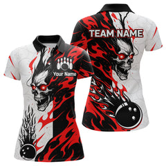 Maxcorners Custom Skull Bowling Shirts for Men Women Team Bowling Polo & Quarter Zip Shirts LM1008