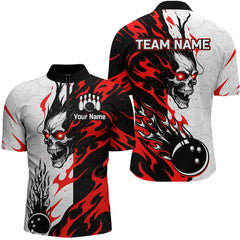 Maxcorners Custom Skull Bowling Shirts for Men Women Team Bowling Polo & Quarter Zip Shirts LM1008