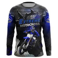 Maxcorners Blue Motocross Racing Jersey Upf30+ Dirt Bike Shirt Youth Men Women Kid Off-Road MT2709