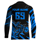 Maxcorners Motocross Jersey Kid Men Women Upf30+ Blue Racing Dirt Bike Shirt Off-Road Motorcycle MT2709