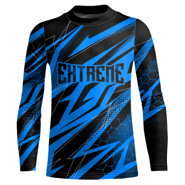 Maxcorners Motocross Jersey Kid Men Women Upf30+ Blue Racing Dirt Bike Shirt Off-Road Motorcycle MT2709