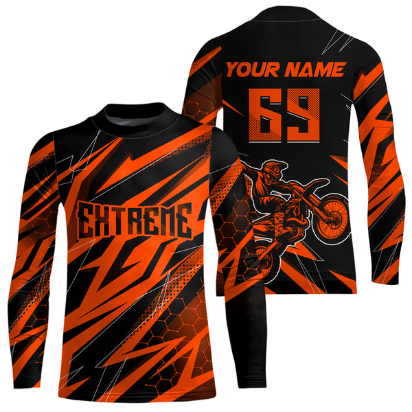 Maxcorners Motocross Jersey Kid Men Women Upf30+ Orange Racing Dirt Bike Shirt Off-Road Motorcycle MT2709