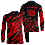 Maxcorners Motocross Jersey Kid Men Women Upf30+ Red Racing Dirt Bike Shirt Off-Road Motorcycle MT2709