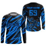 Maxcorners Motocross Jersey Kid Men Women Upf30+ Blue Racing Dirt Bike Shirt Off-Road Motorcycle MT2709