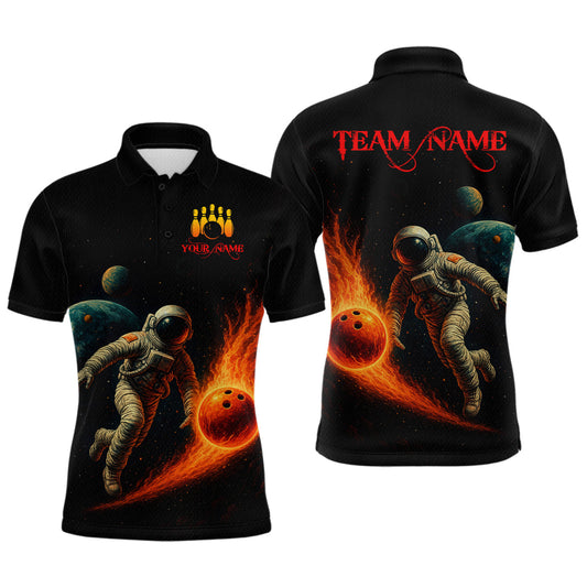 Maxcorners Astronaut Bowling Shirts for Women Men Team Custom Galaxy Bowling Polo and 1/4 Zip LM2603