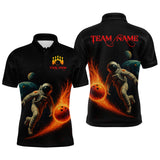 Maxcorners Astronaut Bowling Shirts for Women Men Team Custom Galaxy Bowling Polo and 1/4 Zip TU1410
