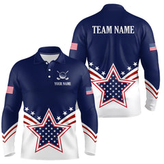 Maxcorners Custom Patriotic Golf Polo Shirt White and Blue Golf Shirts for Men Women TeamMT0306