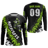 Maxcorners Motocross Racing Dirt Bike Jersey Upf30+ Motorcycle Green Shirt For Kid Men Women MT2709
