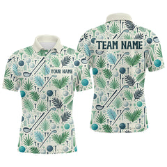 Maxcorners Palm Leaves Golf Polo Shirt Custom Golf Shirts for Men and Women Team Golf Apparel
