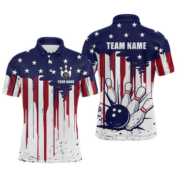 Maxcorners Patriotic Bowling Shirt for Men Women Custom Bowling Polo Shirt & Quarter-Zip Shirts
