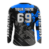 Maxcorners Motocross Racing Jersey Blue Upf30+ Motorcycle Dirt Bike Jersey Off-Road Shirt Men Kid Women MT2709