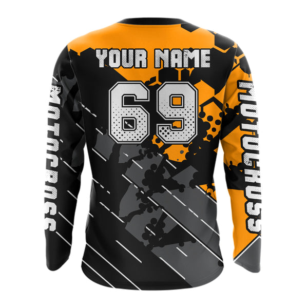 Maxcorners Motocross Racing Jersey Orange Upf30+ Motorcycle Dirt Bike Jersey Off-Road Shirt Men Kid Women MT2709