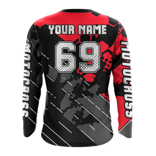 Maxcorners Motocross Racing Jersey Red Upf30+ Motorcycle Dirt Bike Jersey Off-Road Shirt Men Kid Women MT2709