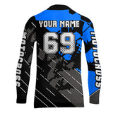 Maxcorners Motocross Racing Jersey Blue Upf30+ Motorcycle Dirt Bike Jersey Off-Road Shirt Men Kid Women MT2709