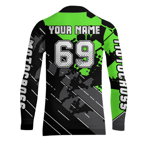 Maxcorners Motocross Racing Jersey Green Upf30+ Motorcycle Dirt Bike Jersey Off-Road Shirt Men Kid Women MT2709