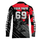 Maxcorners Motocross Racing Jersey Red Upf30+ Motorcycle Dirt Bike Jersey Off-Road Shirt Men Kid Women MT2709
