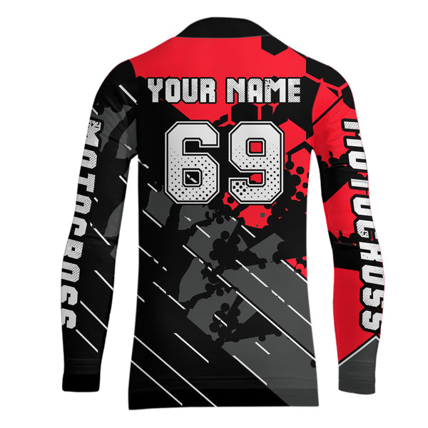 Maxcorners Motocross Racing Jersey Red Upf30+ Motorcycle Dirt Bike Jersey Off-Road Shirt Men Kid Women MT2709
