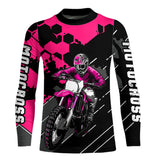 Maxcorners Motocross Racing Jersey Pink Upf30+ Motorcycle Dirt Bike Jersey Off-Road Shirt Men Kid Women MT2709