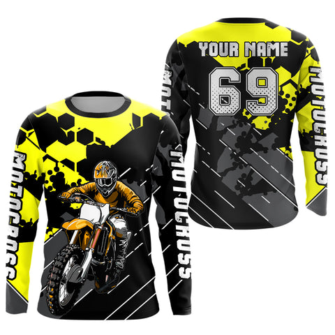 Maxcorners Motocross Racing Jersey Yellow Upf30+ Motorcycle Dirt Bike Jersey Off-Road Shirt Men Kid Women MT2709