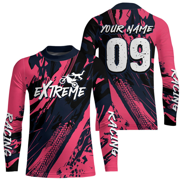 Maxcorners Pink Motocross Racing Dirt Bike Jersey For Kid Men Women Upf30+ Motorcycle Shirt MT2709