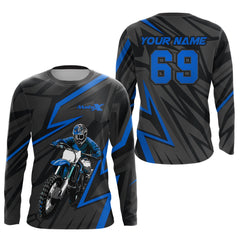 Maxcorners Custom Motocross Racing Jersey Blue Dirt Bike Shirt Kid Men Women Off-road Shirt MT2709