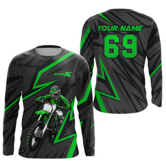 Maxcorners Custom Motocross Racing Jersey Green Dirt Bike Shirt Kid Men Women Off-road Shirt MT2709