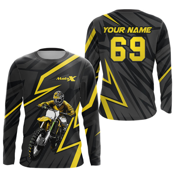 Maxcorners Custom Motocross Racing Jersey Yellow Dirt Bike Shirt Kid Men Women Off-road Shirt MT2709