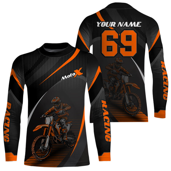 Maxcorners Motocross Racing Jersey Orange Dirt Bike Shirt Off-road Riding Jersey Kid Men Women MT2709