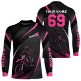Maxcorners Motocross Racing Jersey Pink Dirt Bike Shirt Off-road Riding Jersey Kid Men Women MT2709