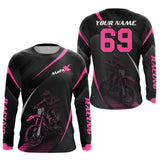 Maxcorners Motocross Racing Jersey Pink Dirt Bike Shirt Off-road Riding Jersey Kid Men Women MT2709