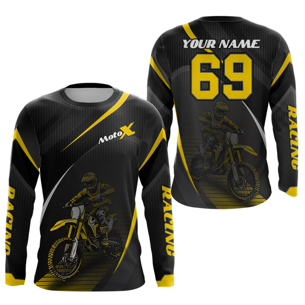 Maxcorners Motocross Racing Jersey Yellow Dirt Bike Shirt Off-road Riding Jersey Kid Men Women MT2709