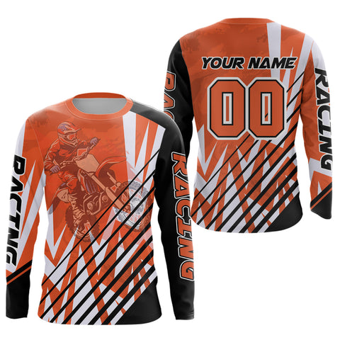 Maxcorners Custom Motocross Jersey Orange Racing Dirt Bike Jersey for Men Kid Women Upf30+ LM2809
