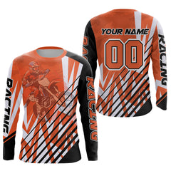 Maxcorners Custom Motocross Jersey Orange Racing Dirt Bike Jersey for Men Kid Women Upf30+ LM2809