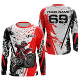 Maxcorners Dirt Bike Motocross Racing Jersey Red Upf30+ Motorcycle Shirt For Kid Men Women MT2709