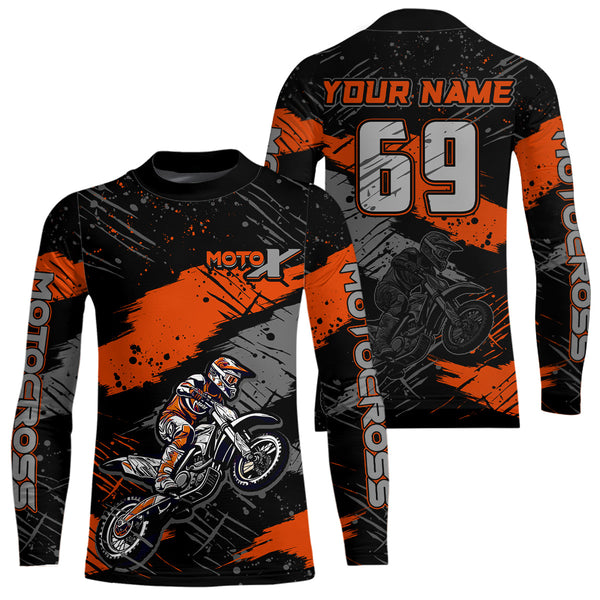 Maxcorners Motocross Racing Off-road Jersey Orange Dirt Bike Riding Shirt For Men Kid Women MT2709