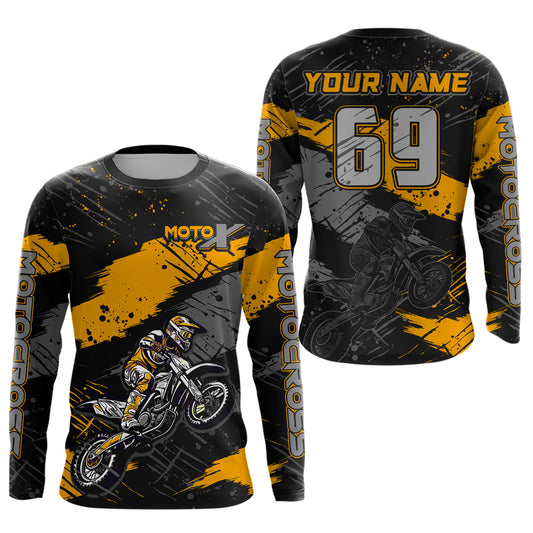 Maxcorners Motocross Racing Off-road Jersey Yellow Dirt Bike Riding Shirt For Men Kid Women MT2709