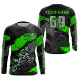 Maxcorners Motocross Racing Off-road Jersey Green Dirt Bike Riding Shirt For Men Kid Women MT2709