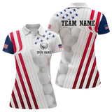 Maxcorners Custom US Patriotic Golf Pattern Polo Shirt American Flag Golf Polo for Women
