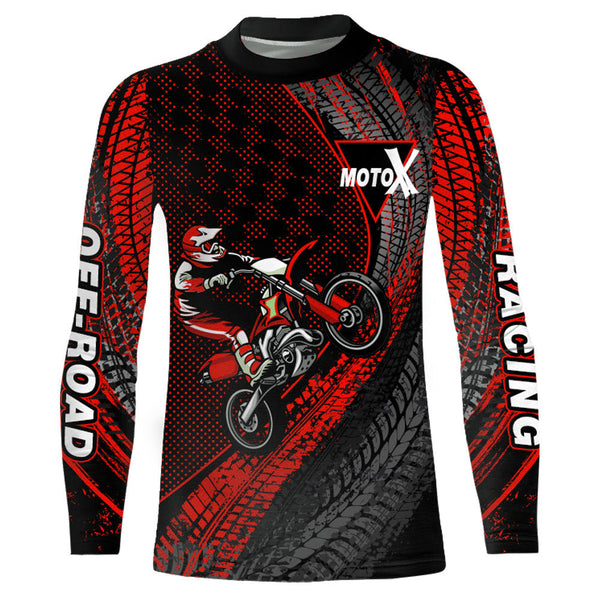 Maxcorners Dirt Bike Jersey Men Kid Women Upf30+ Red Motocross Shirt Racing Off-Road Shirt MT2809