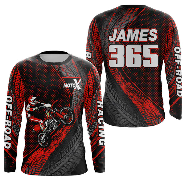 Maxcorners Dirt Bike Jersey Men Kid Women Upf30+ Red Motocross Shirt Racing Off-Road Shirt MT2809