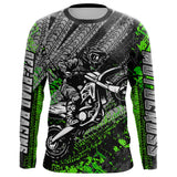 Maxcorners Kid Men Motocross Jersey Upf30+ Off-road Racing Jersey Dirt Bike Green Motorcycle Shirt MT2809