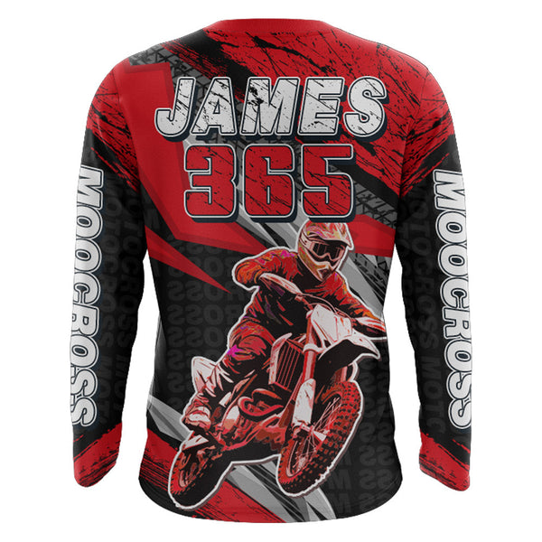Maxcorners Motocross Racing Jersey Upf30+ Custom Dirt Bike Shirt Men Women Kid Red Off-Road MT2809