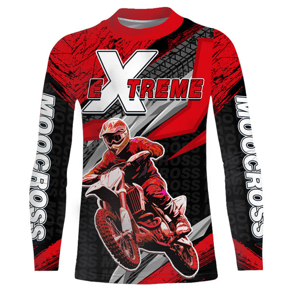 Maxcorners Motocross Racing Jersey Upf30+ Custom Dirt Bike Shirt Men Women Kid Red Off-Road MT2809