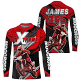 Maxcorners Motocross Racing Jersey Upf30+ Custom Dirt Bike Shirt Men Women Kid Red Off-Road MT2809