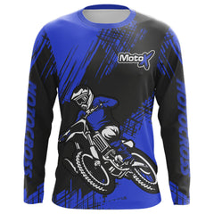 Maxcorners Blue Motocross Racing Jersey Men Kid Upf30+ Dirt Bike Off-Road Shirt MX Jersey MT2809