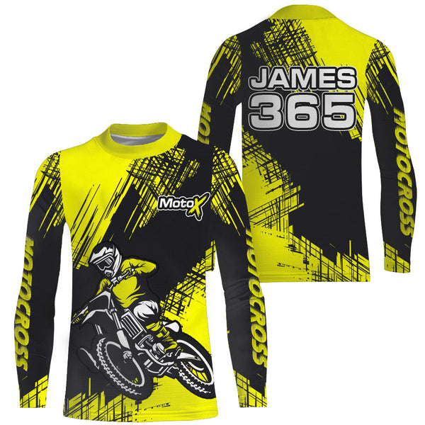 Maxcorners Yellow Motocross Racing Jersey Men Kid Upf30+ Dirt Bike Off-Road Shirt MX Jersey MT2809