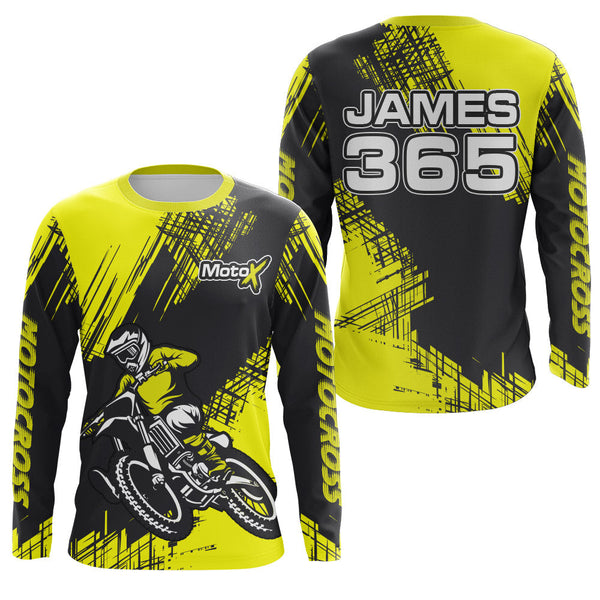 Maxcorners Yellow Motocross Racing Jersey Men Kid Upf30+ Dirt Bike Off-Road Shirt MX Jersey MT2809
